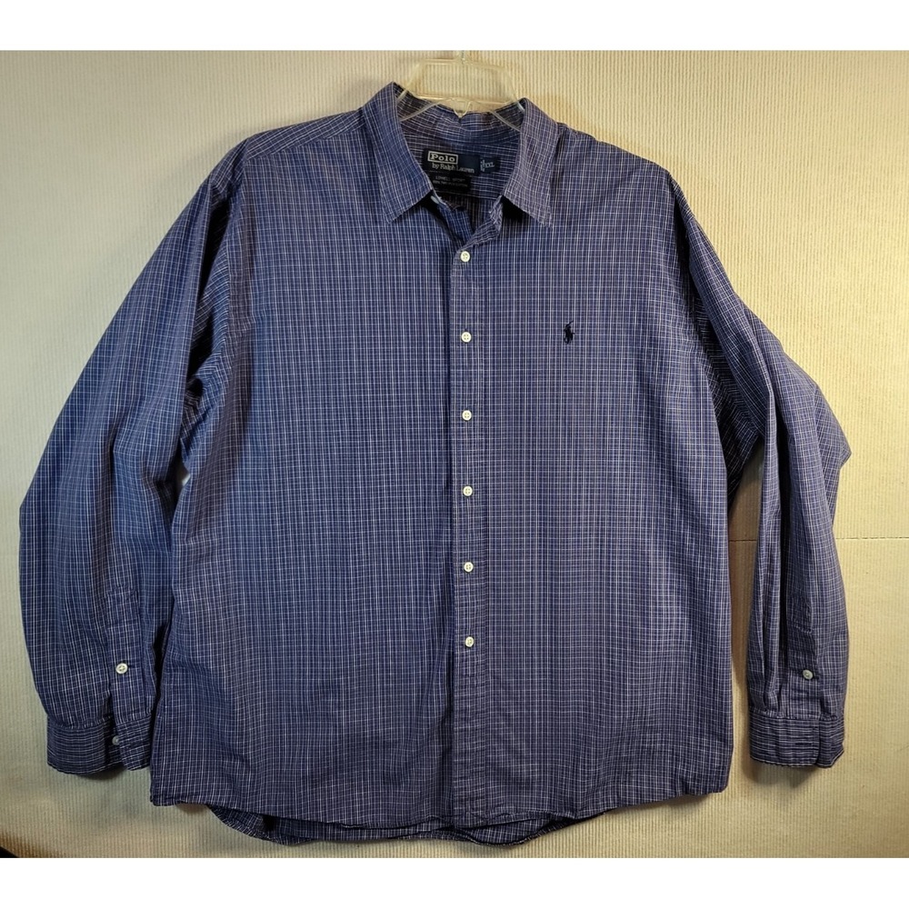 Ralph Lauren Checks Button Down Shirt Size 2XL lowell sport 100% two ply cotton